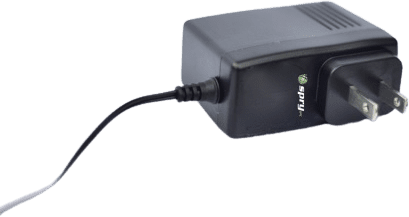 Black adapter with logo